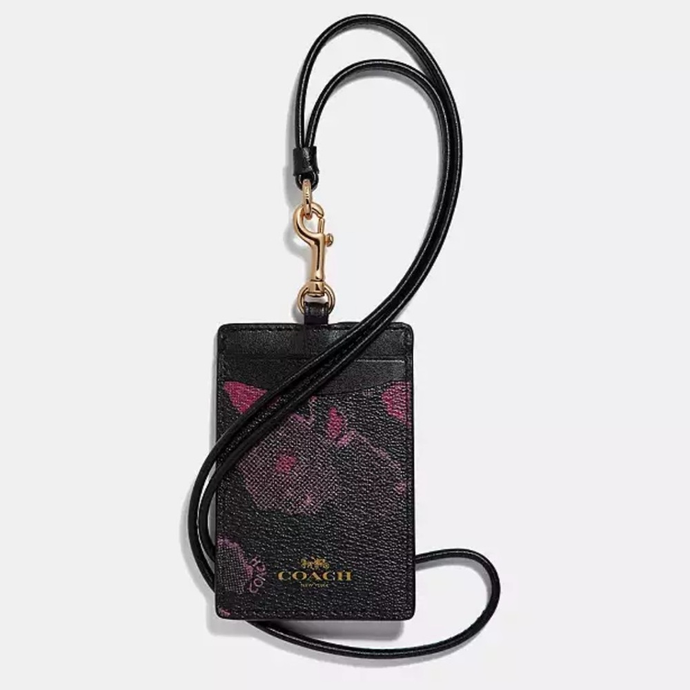 Coach Id Lanyard With Halftone Floral Print